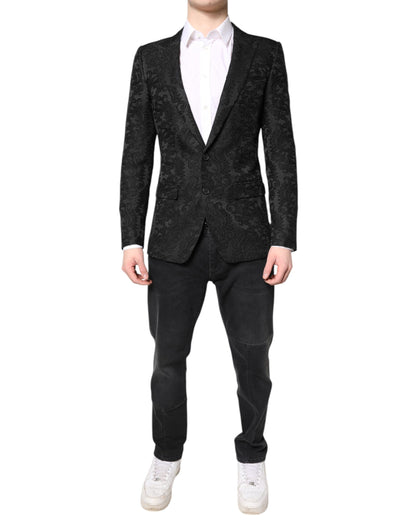 Dolce &amp; Gabbana - Veste-manteau en jacquard floral noir