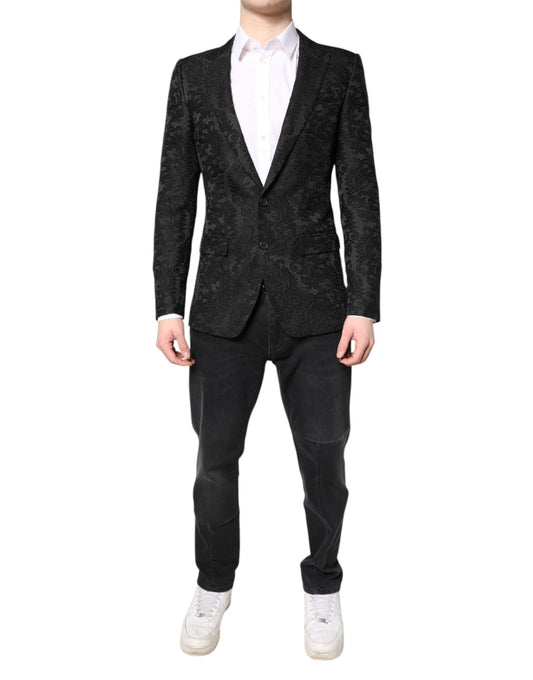 Dolce &amp; Gabbana - Veste-manteau en jacquard floral noir