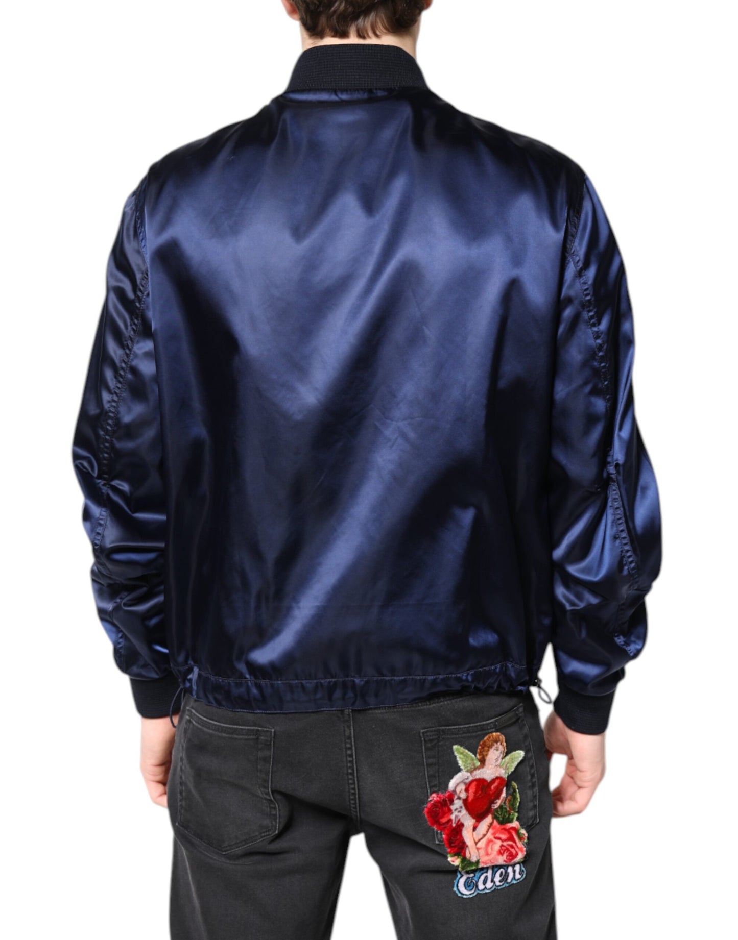 Dolce &amp; Gabbana Blue Nylon DG Crown Full Zip Bomber Jacket