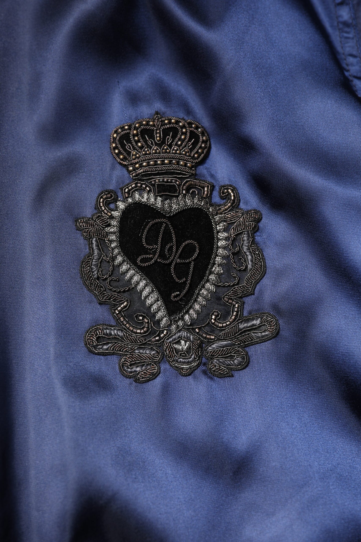 Dolce &amp; Gabbana Blue Nylon DG Crown Full Zip Bomber Jacket