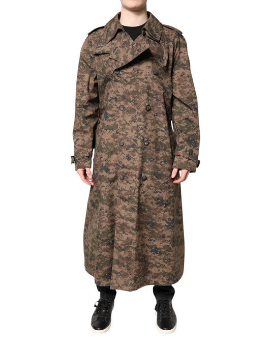 Dolce &amp; Gabbana Multicolor Camouflage Double Breasted Coat Jacket
