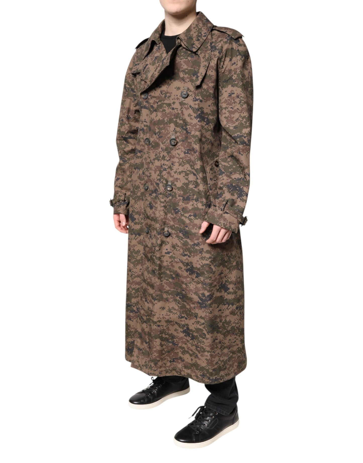 Dolce &amp; Gabbana Multicolor Camouflage Double Breasted Coat Jacket