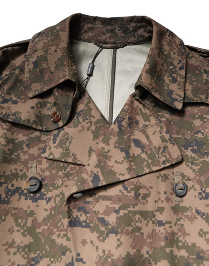 Dolce &amp; Gabbana Multicolor Camouflage Double Breasted Coat Jacket