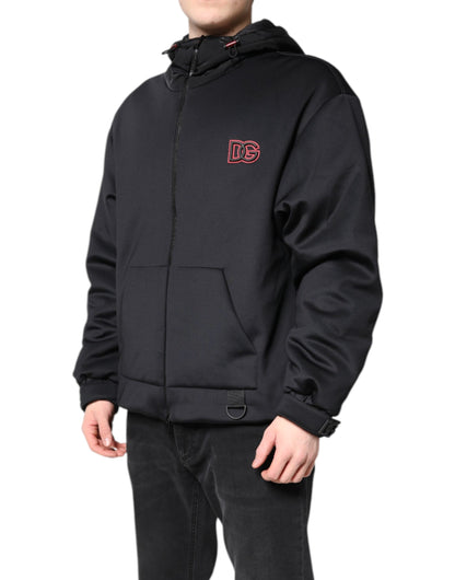 Dolce &amp; Gabbana Black Polyester DG Hooded Full Zip Jacket