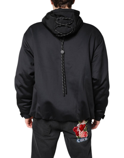 Dolce &amp; Gabbana Black Polyester DG Hooded Full Zip Jacket