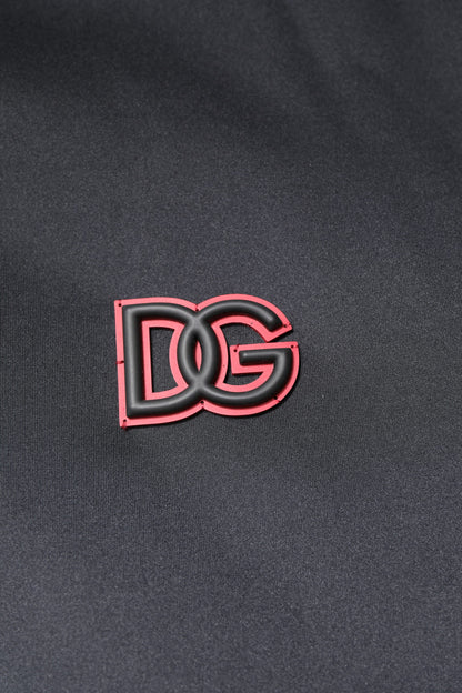 Dolce &amp; Gabbana Black Polyester DG Hooded Full Zip Jacket