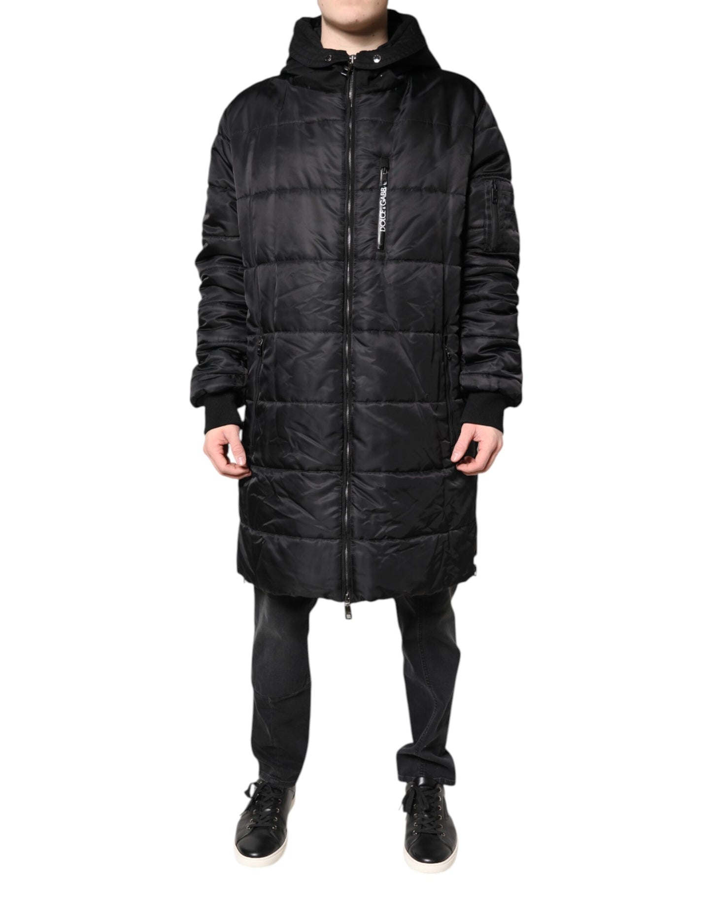 Dolce &amp; Gabbana Black Hooded Parka Coat Winter Jacket