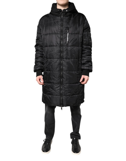 Dolce &amp; Gabbana Black Hooded Parka Coat Winter Jacket