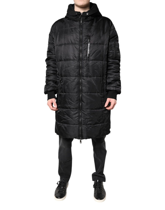 Dolce &amp; Gabbana Black Hooded Parka Coat Winter Jacket