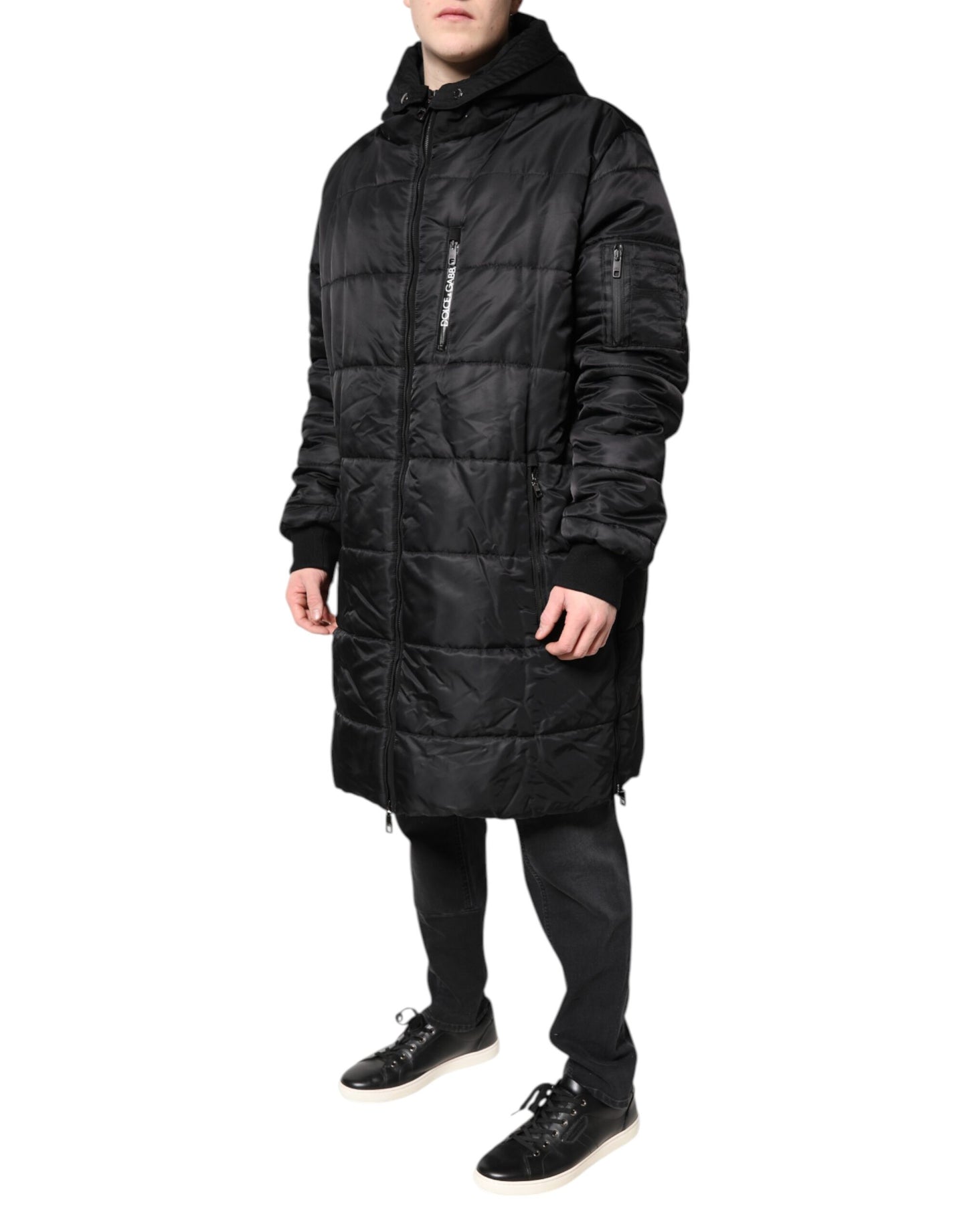 Dolce &amp; Gabbana Black Hooded Parka Coat Winter Jacket