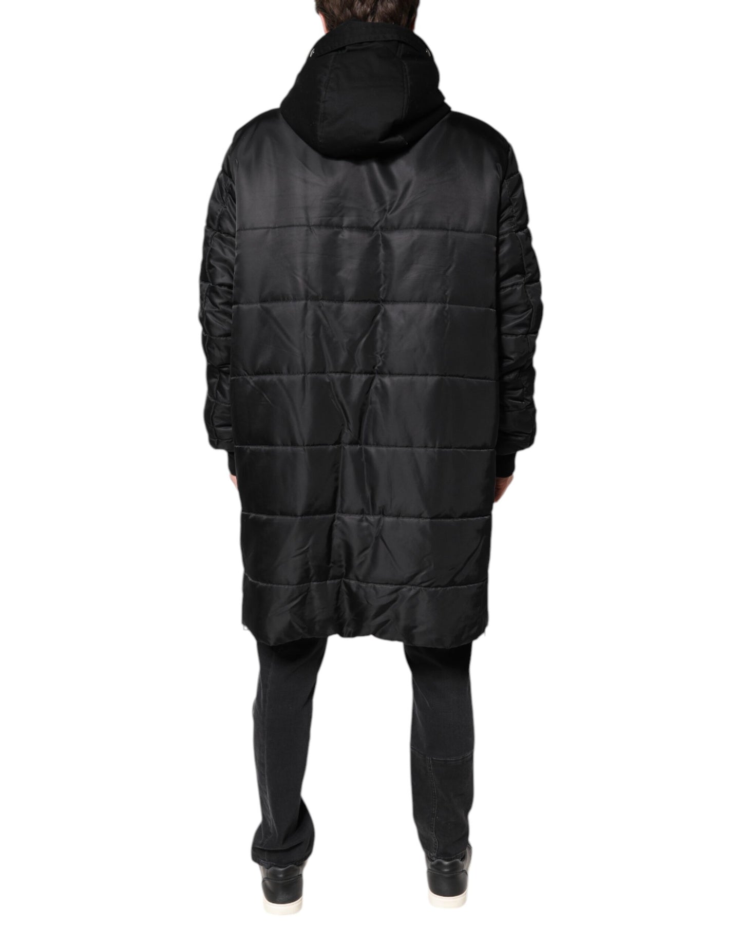 Dolce &amp; Gabbana Black Hooded Parka Coat Winter Jacket