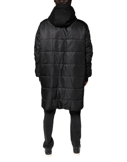 Dolce &amp; Gabbana Black Hooded Parka Coat Winter Jacket