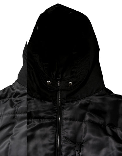 Dolce &amp; Gabbana Black Hooded Parka Coat Winter Jacket