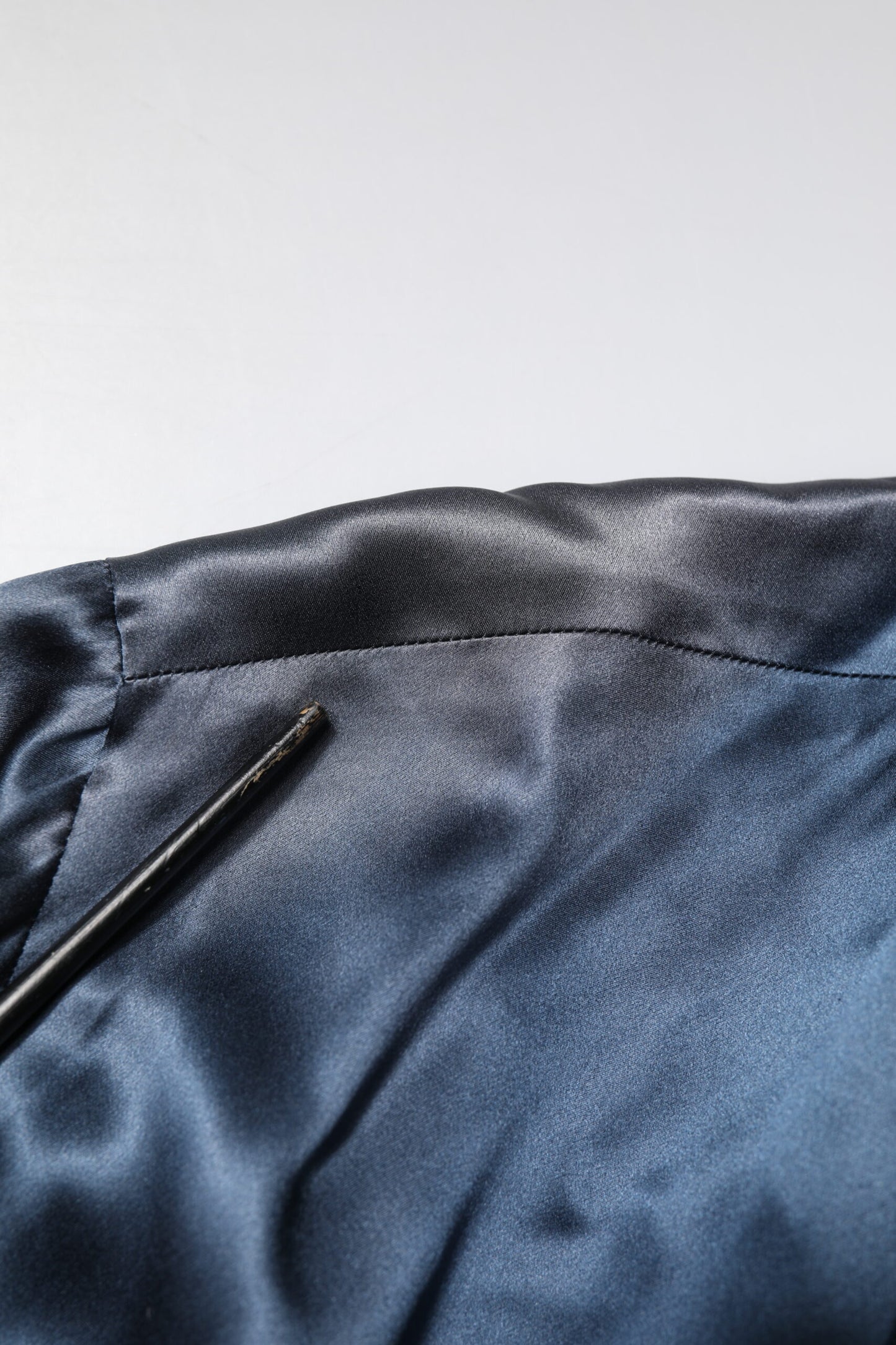 Dolce &amp; Gabbana Blue Solid Silk Men Wrap Robe Coat Jacket