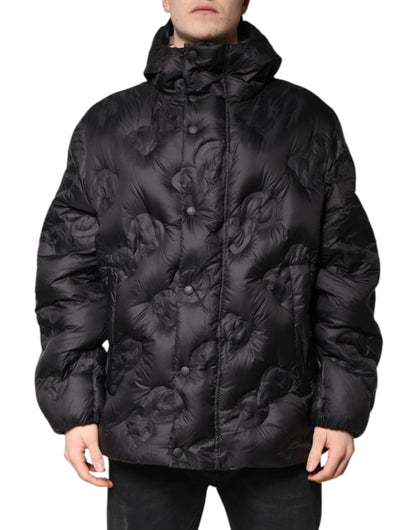 Dolce &amp; Gabbana Black Hooded Parka Coat Winter Jacket
