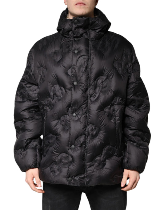 Dolce &amp; Gabbana Black Hooded Parka Coat Winter Jacket
