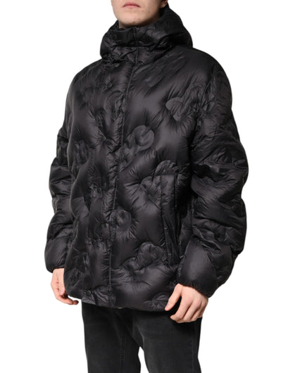 Dolce &amp; Gabbana Black Hooded Parka Coat Winter Jacket