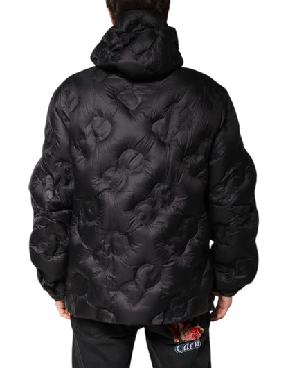 Dolce &amp; Gabbana Black Hooded Parka Coat Winter Jacket