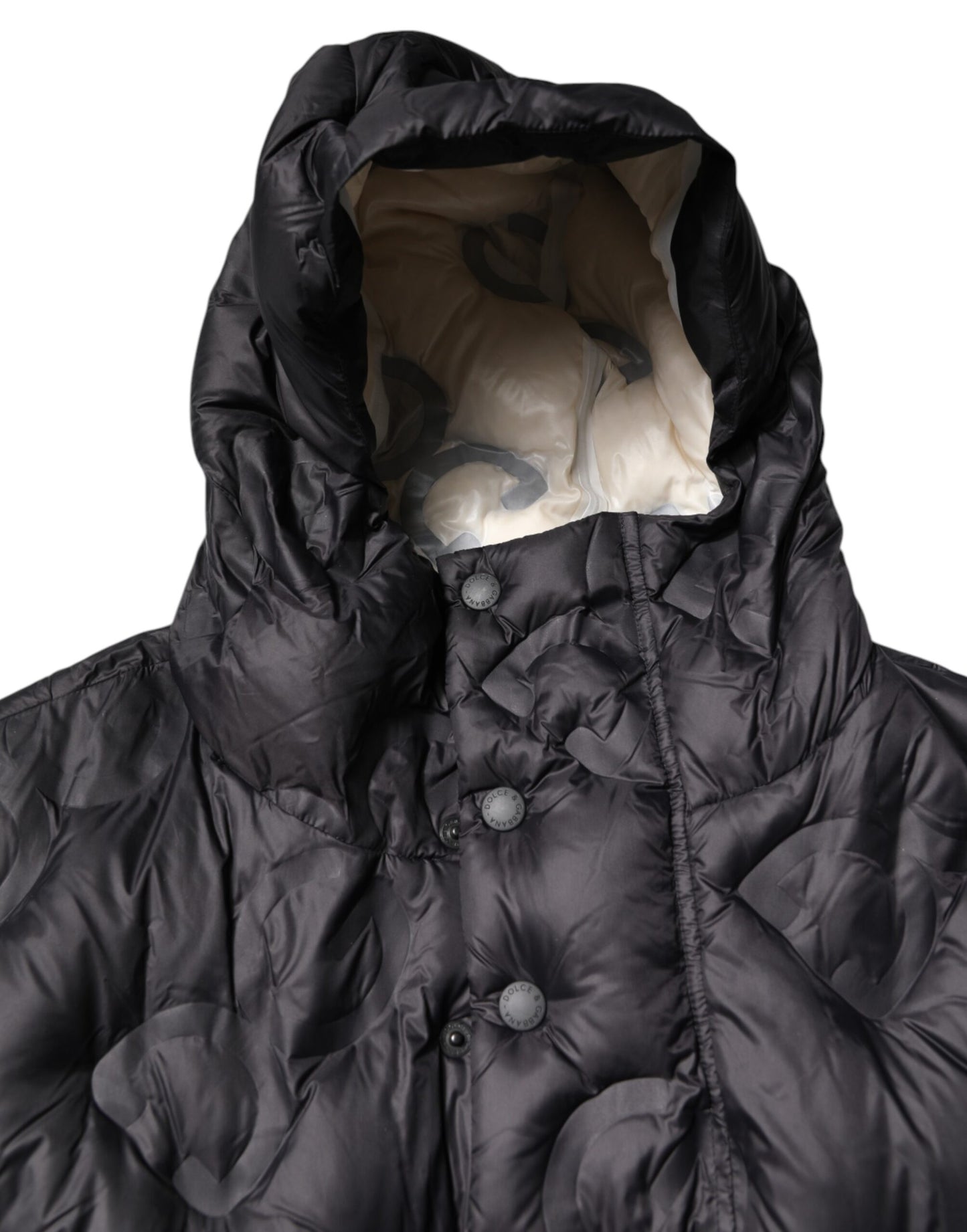 Dolce &amp; Gabbana Black Hooded Parka Coat Winter Jacket