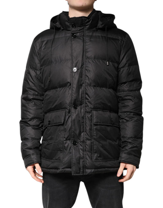 Dolce &amp; Gabbana Black Hooded Parka Coat Winter Jacket
