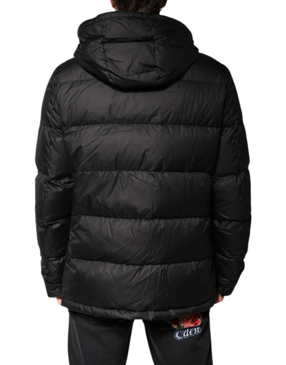 Dolce &amp; Gabbana Black Hooded Parka Coat Winter Jacket