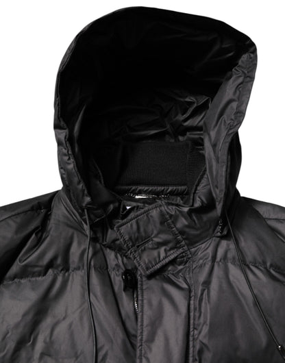 Dolce &amp; Gabbana Black Hooded Parka Coat Winter Jacket
