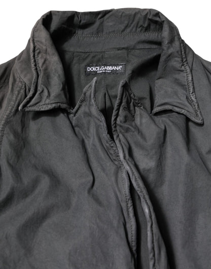 Dolce &amp; Gabbana Black Solid Cotton Collared Coat Jacket