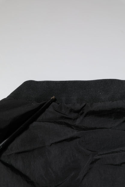 Dolce &amp; Gabbana Black Nylon Logo Full Zip Bomber Jacket