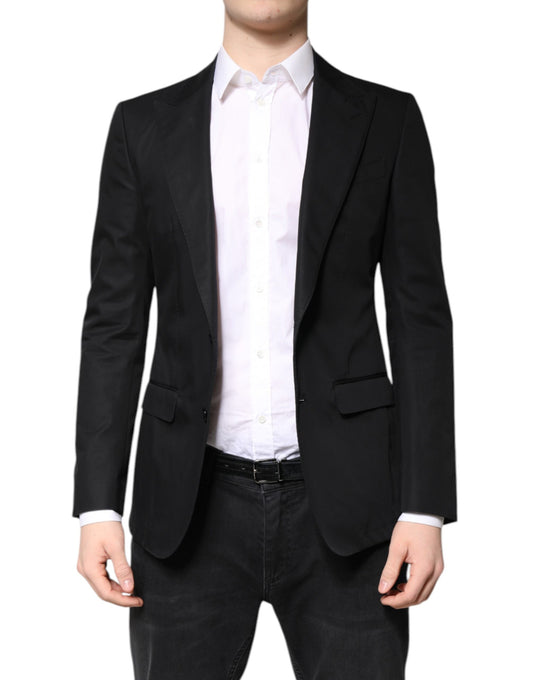 Blazer simple boutonnage en coton noir Dolce &amp; Gabbana pour homme