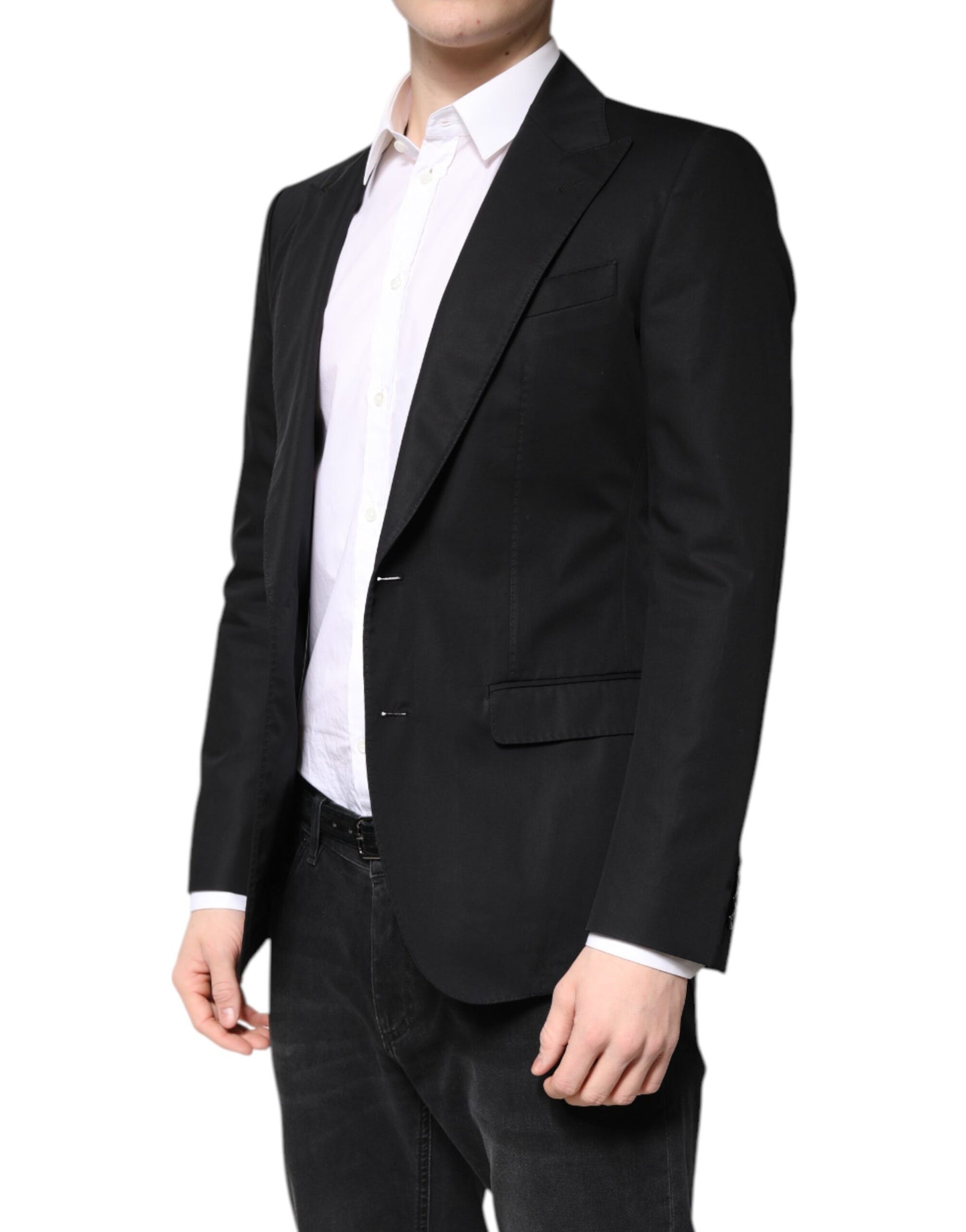 Blazer simple boutonnage en coton noir Dolce &amp; Gabbana pour homme