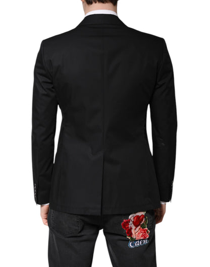 Blazer simple boutonnage en coton noir Dolce &amp; Gabbana pour homme