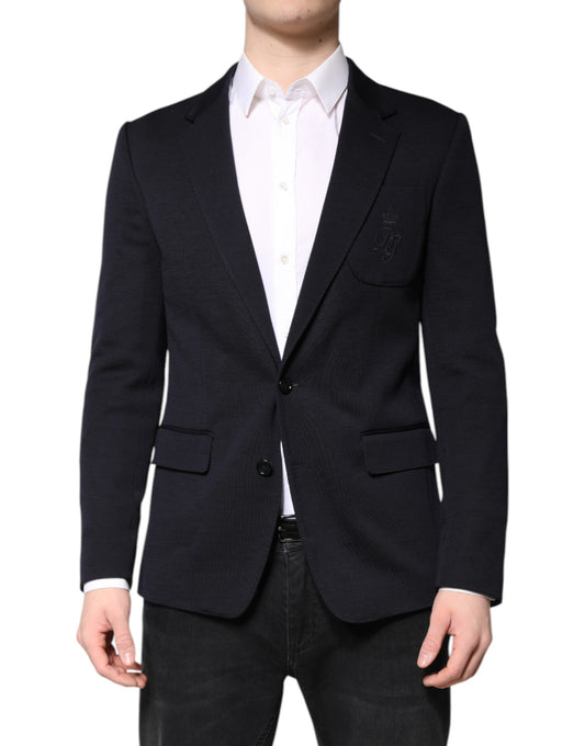 Blazer de costume à simple boutonnage en laine noire Dolce &amp; Gabbana