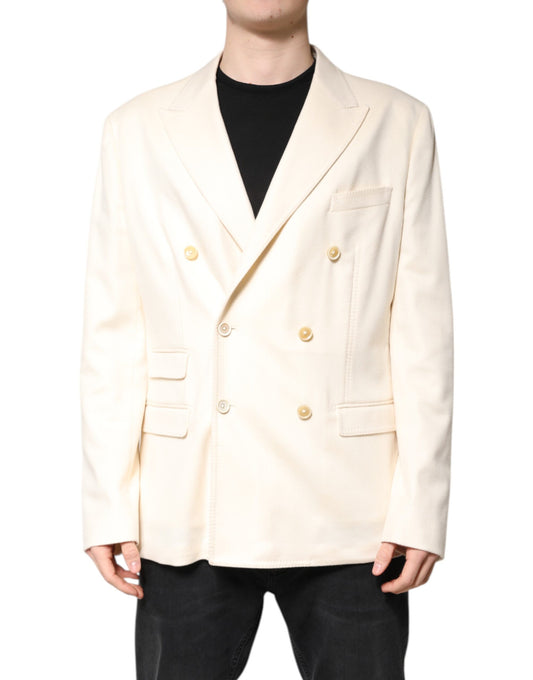 Blazer croisé en cachemire beige Dolce &amp; Gabbana