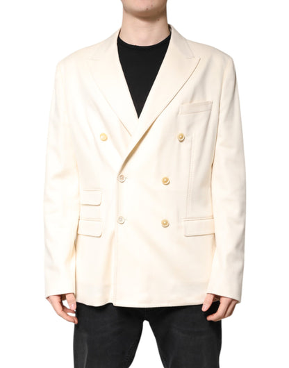 Blazer croisé en cachemire beige Dolce &amp; Gabbana