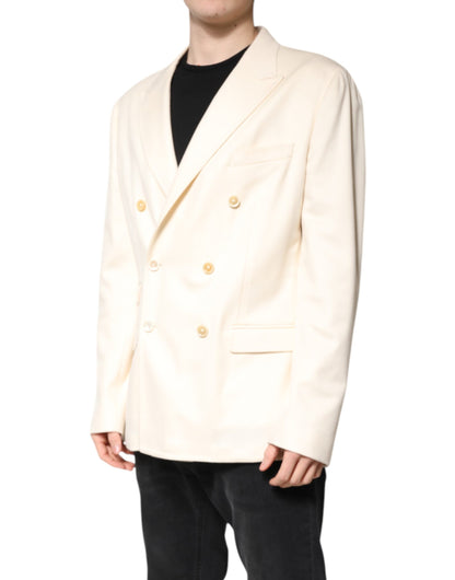 Blazer croisé en cachemire beige Dolce &amp; Gabbana