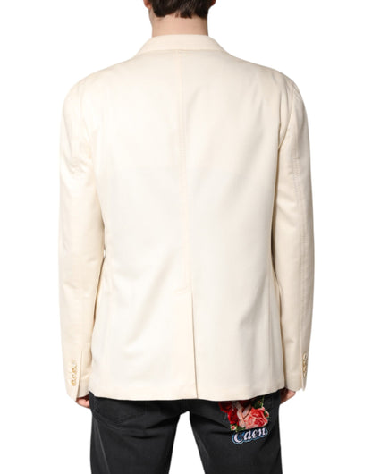 Blazer croisé en cachemire beige Dolce &amp; Gabbana