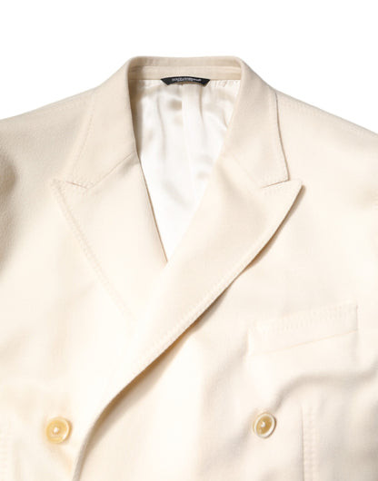 Blazer croisé en cachemire beige Dolce &amp; Gabbana