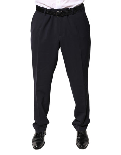 Dolce & Gabbana Black Wool Mid Waist Dress Pants by Dolce & Gabbana