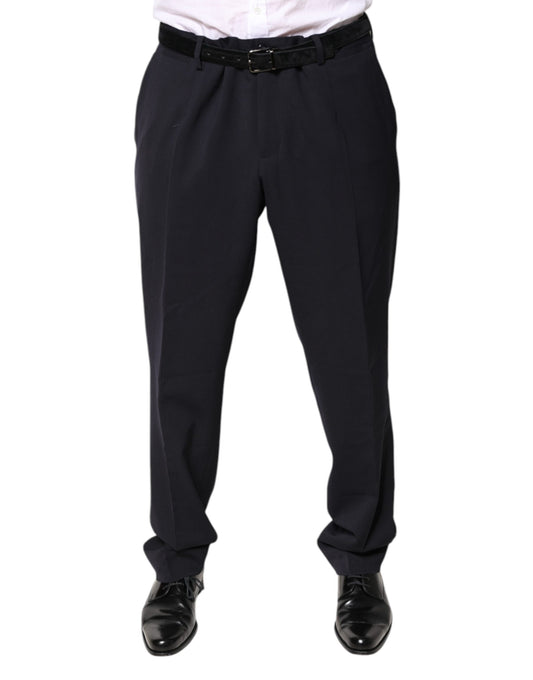 Dolce & Gabbana Black Wool Mid Waist Dress Pants by Dolce & Gabbana