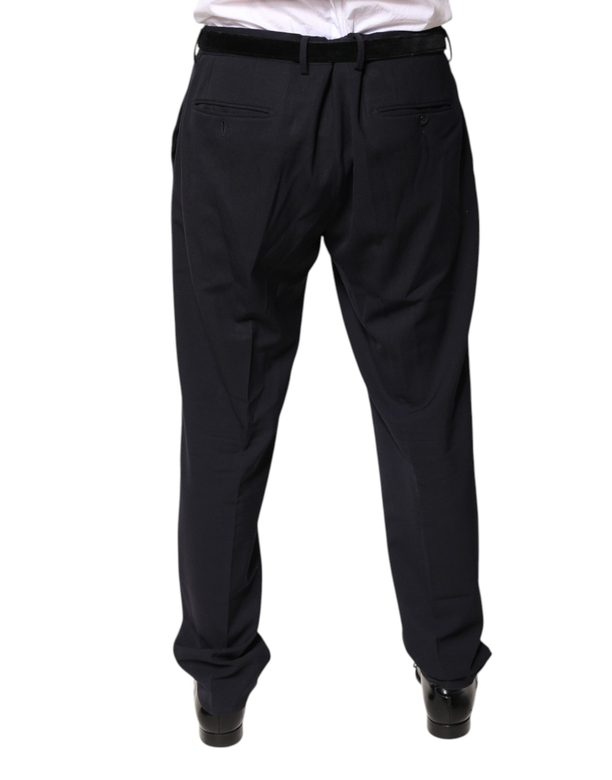 Dolce & Gabbana Black Wool Mid Waist Dress Pants by Dolce & Gabbana