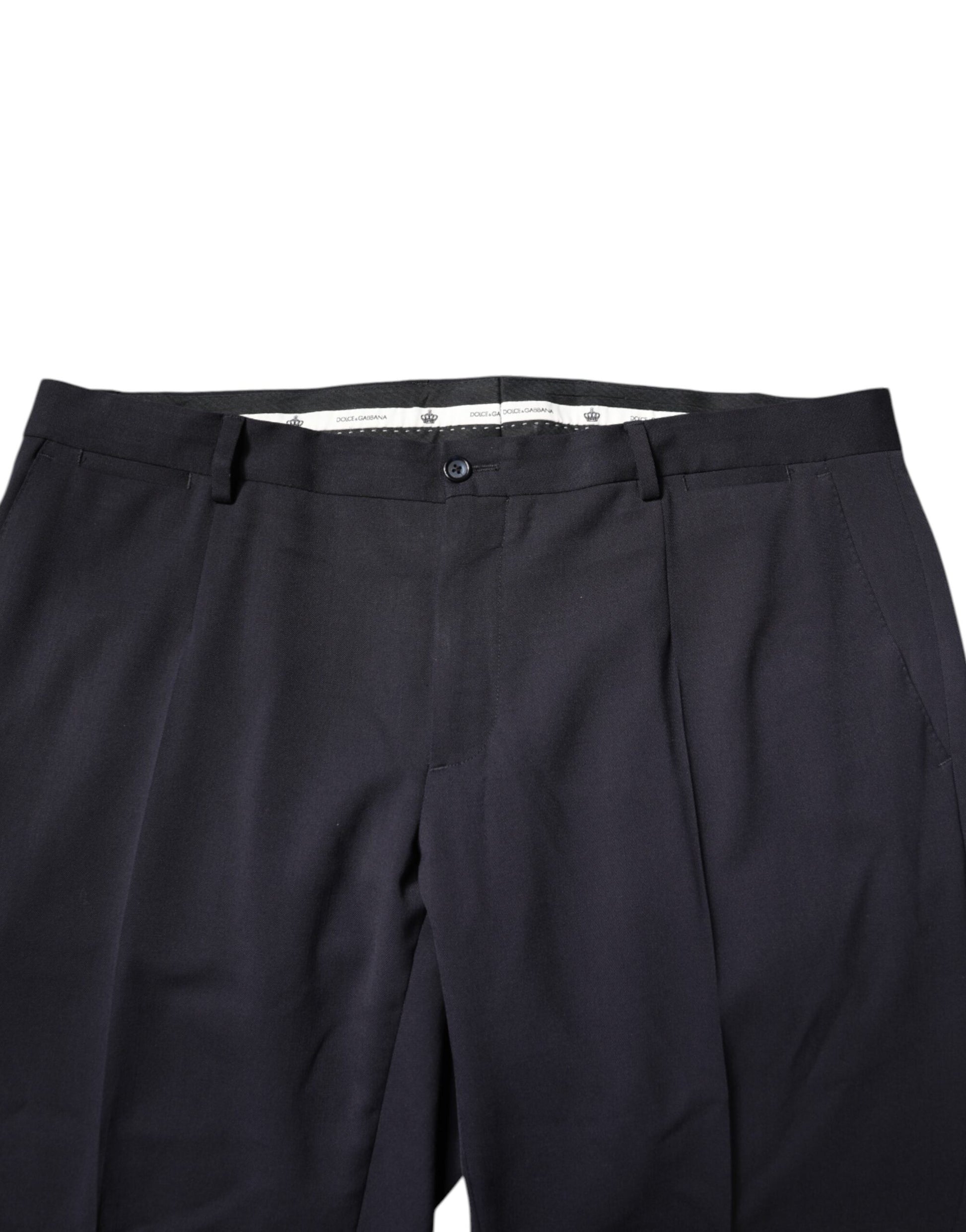 Dolce & Gabbana Black Wool Mid Waist Dress Pants by Dolce & Gabbana