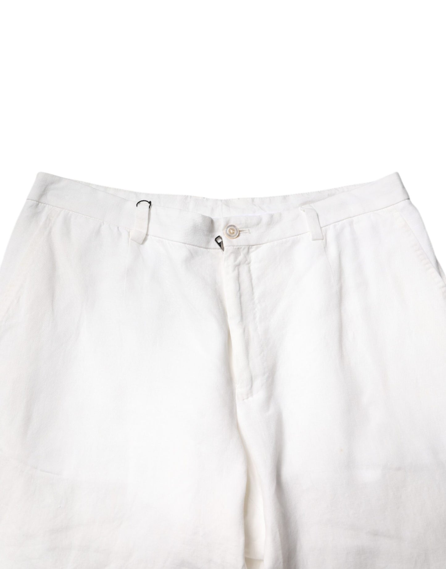 Dolce & Gabbana White Linen Mid Waist Men Dress Pants by Dolce & Gabbana