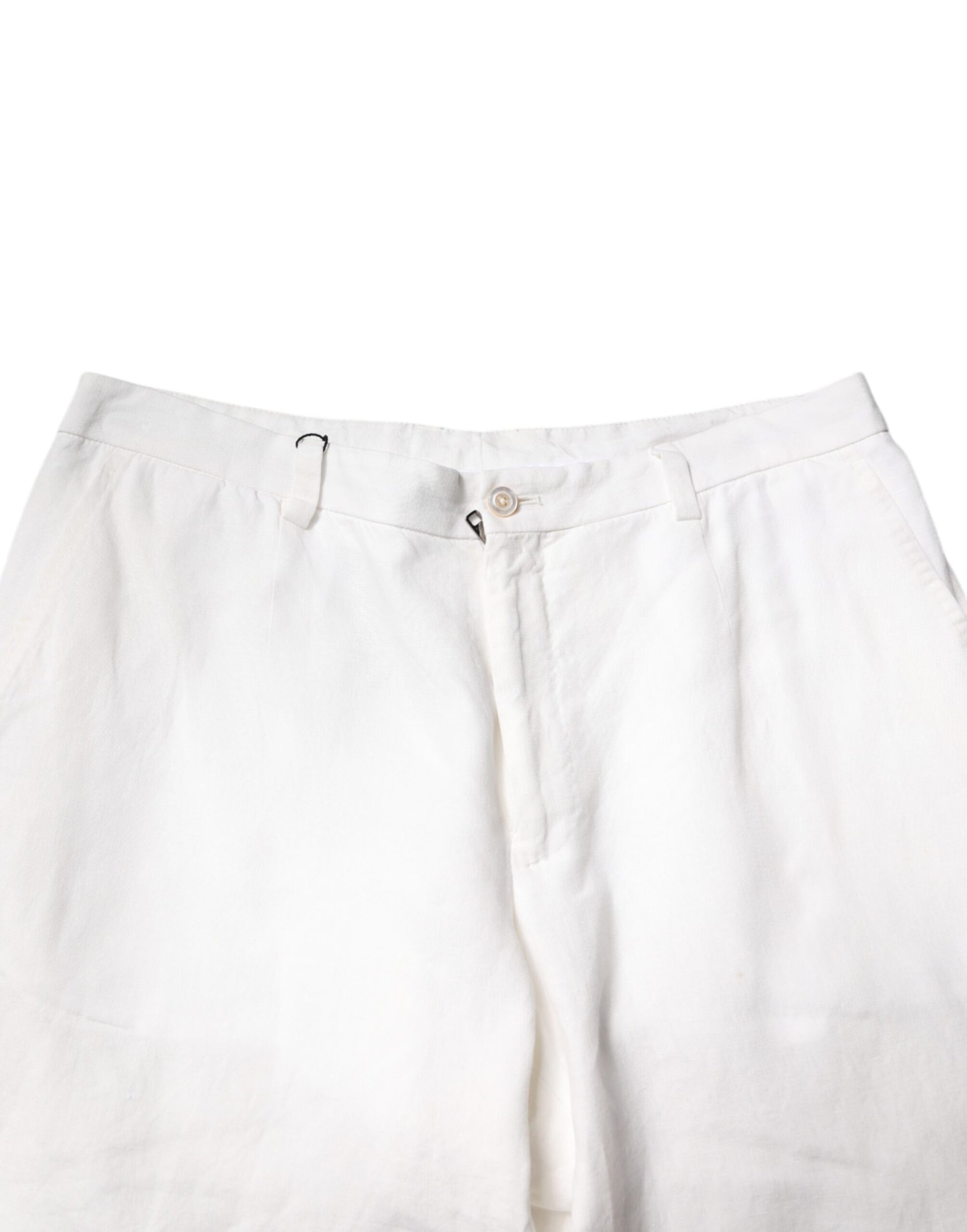 Dolce & Gabbana White Linen Mid Waist Men Dress Pants by Dolce & Gabbana