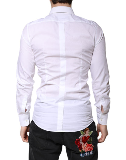 Dolce & Gabbana White Cotton GOLD Dress Formal Collared Shirt by Dolce & Gabbana