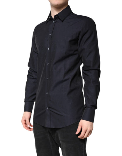 Dolce & Gabbana Black Cotton GOLD Men Dress Formal Shirt by Dolce & Gabbana