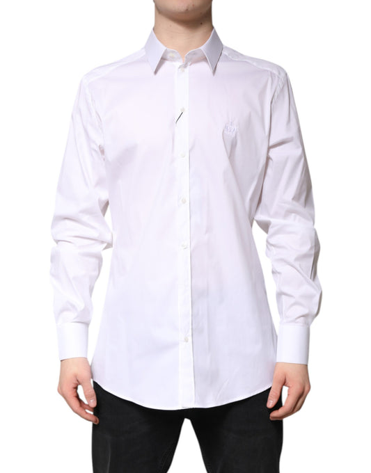 Dolce & Gabbana White Cotton GOLD Men Dress Formal Shirt by Dolce & Gabbana