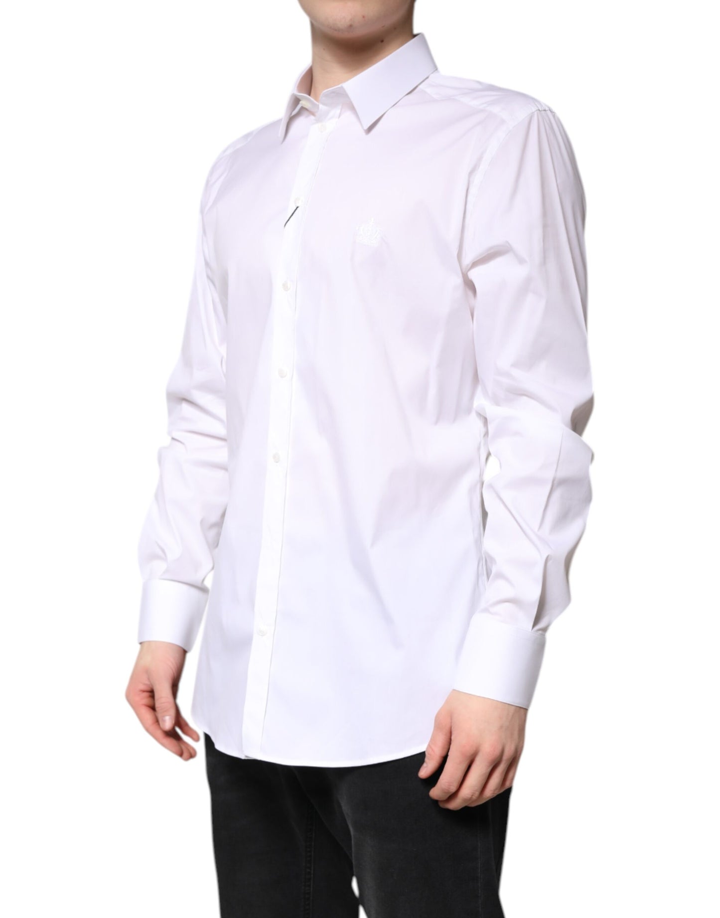 Dolce & Gabbana White Cotton GOLD Men Dress Formal Shirt by Dolce & Gabbana