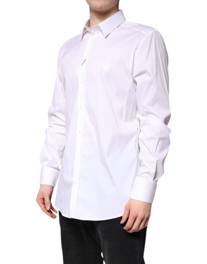 Dolce & Gabbana White Cotton GOLD Men Dress Formal Shirt by Dolce & Gabbana