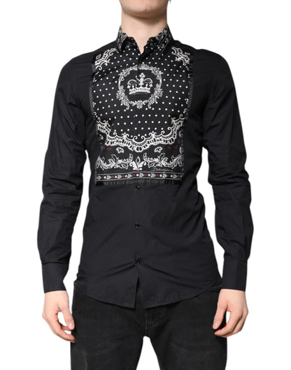 Dolce & Gabbana Black White Bandana GOLD Formal Dress Shirt by Dolce & Gabbana