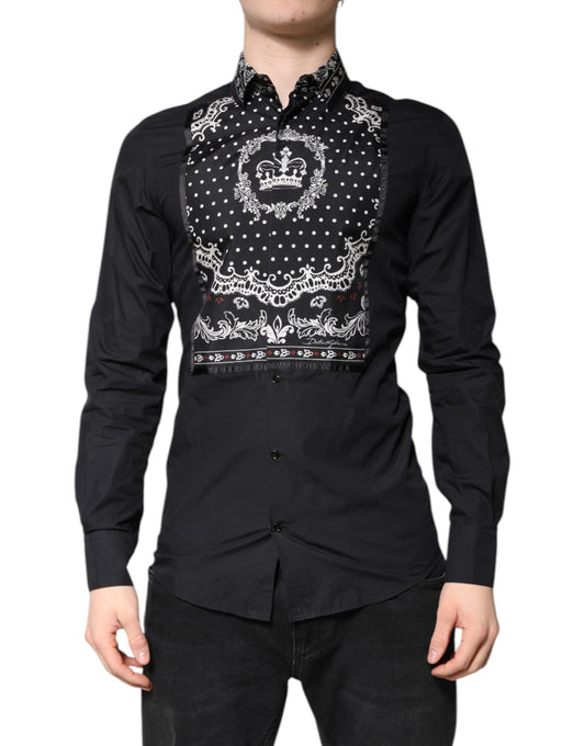 Dolce & Gabbana Black White Bandana GOLD Formal Dress Shirt by Dolce & Gabbana